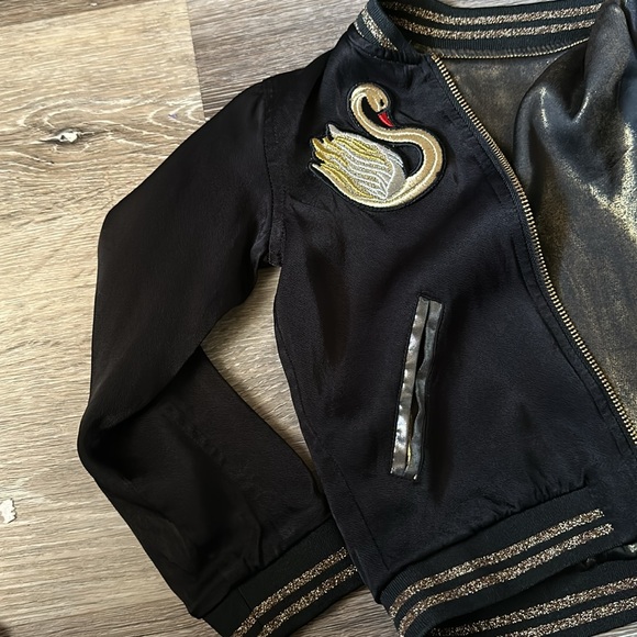 Little Marc Jacobs Star Swan Satin Reversible Black Gold Jacket Size 4 Kids New! - Picture 9 of 16